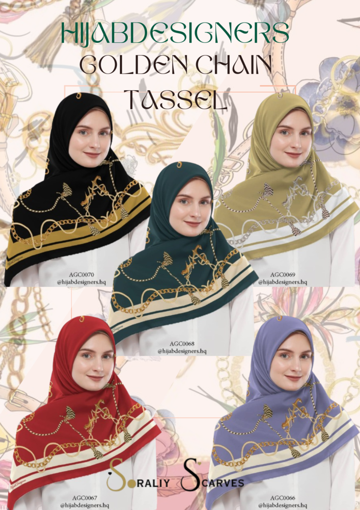 Golden Chain Tassel Pattern - HijabDesigners